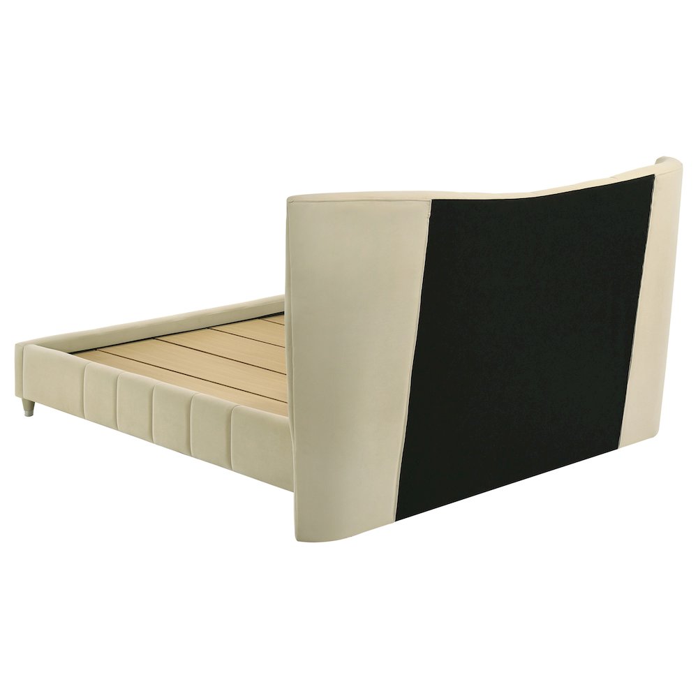Evelyn Upholstered Queen Panel Platform Bed Ivory. Picture 6