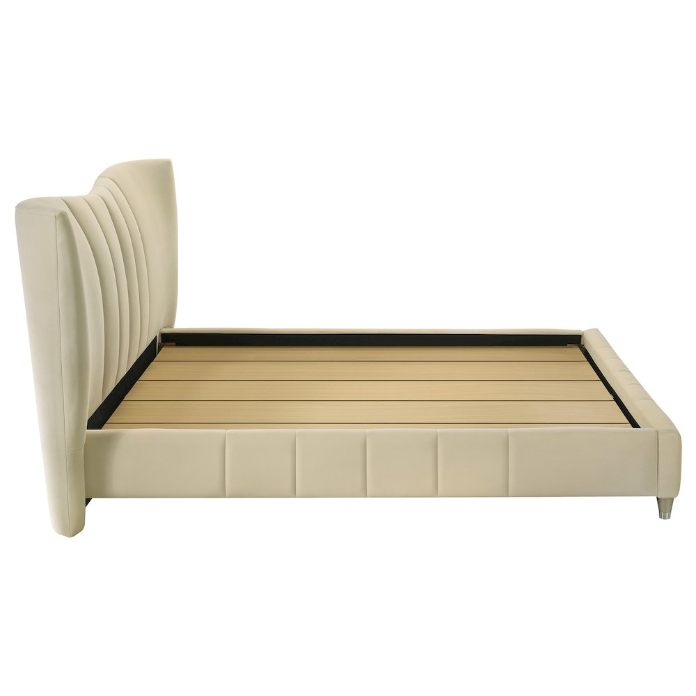 Evelyn Upholstered Queen Panel Platform Bed Ivory. Picture 7