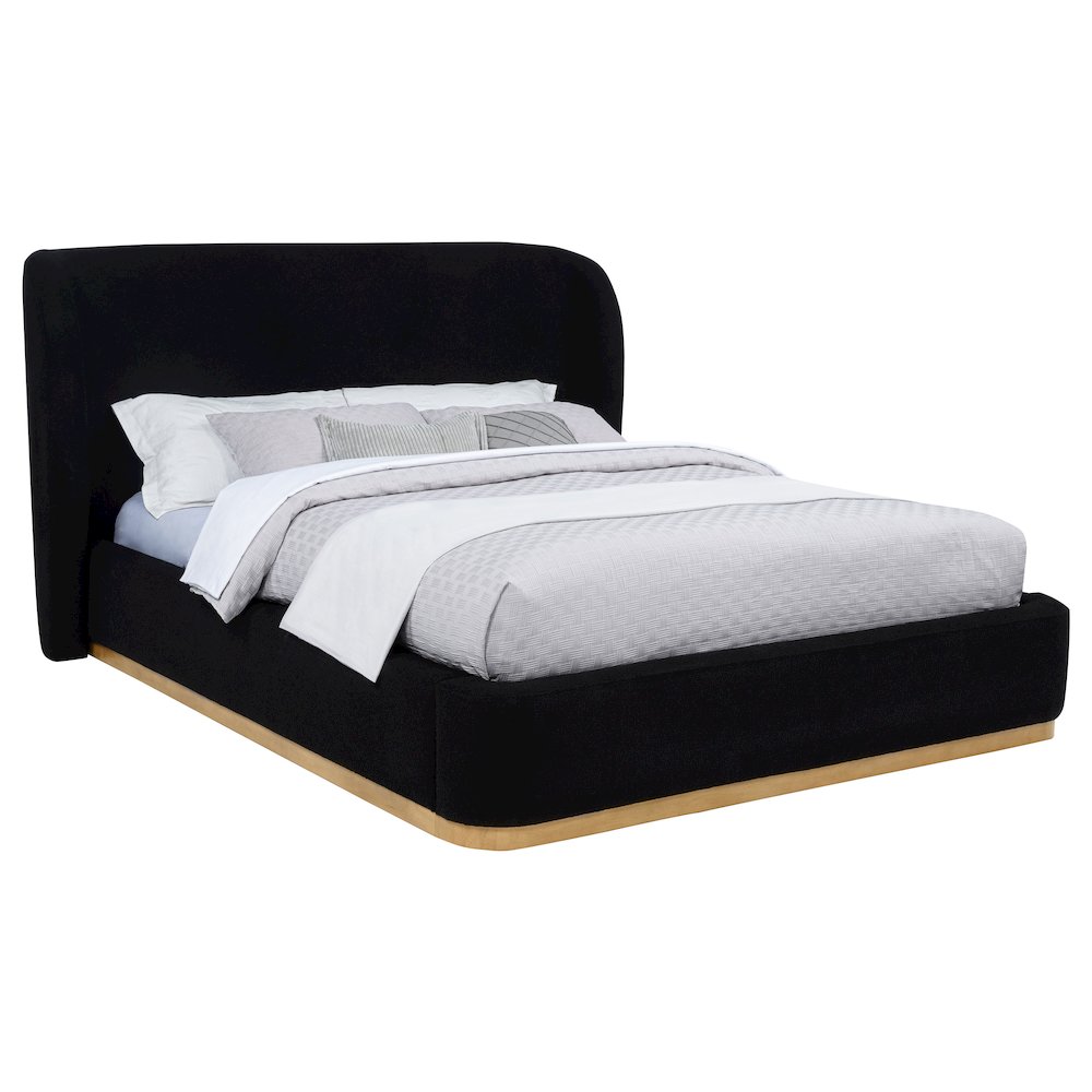 Blaire Upholstered Eastern King Wingback Platform Bed Black. Picture 1