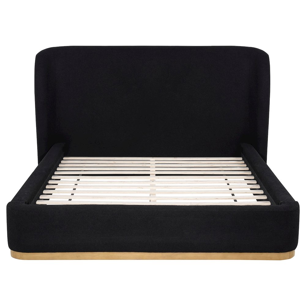 Blaire Upholstered Eastern King Wingback Platform Bed Black. Picture 2