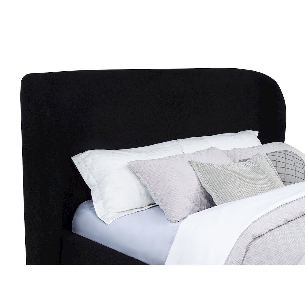Blaire Upholstered Eastern King Wingback Platform Bed Black. Picture 3