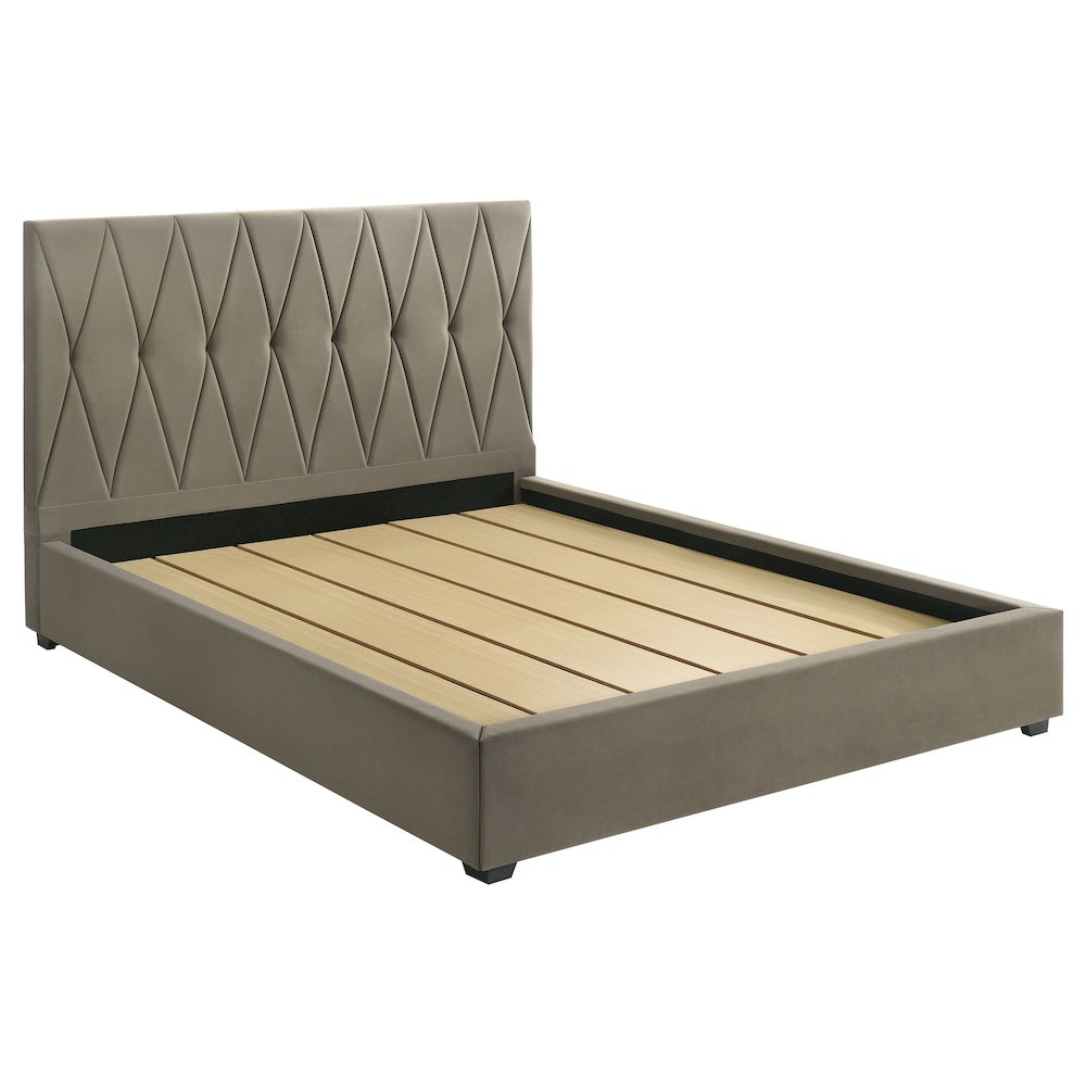 Delsea Upholstered Eastern King Platform Bed Light Brown. Picture 1