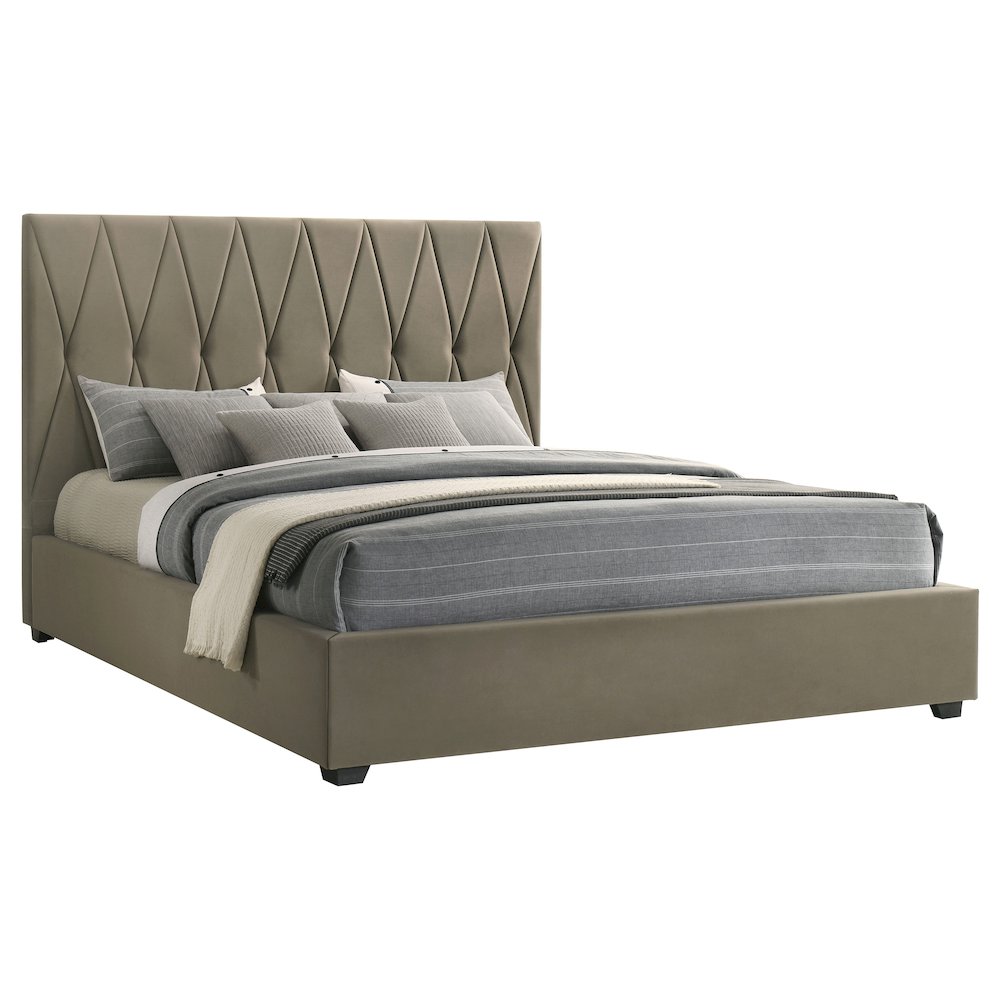 Delsea Upholstered Eastern King Platform Bed Light Brown. Picture 3