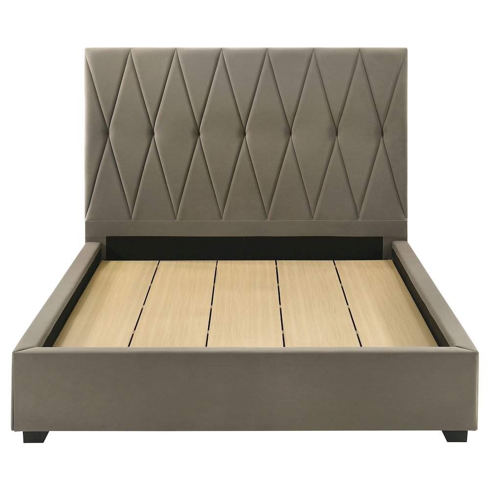 Delsea Upholstered Queen Panel Platform Bed Light Brown. Picture 4