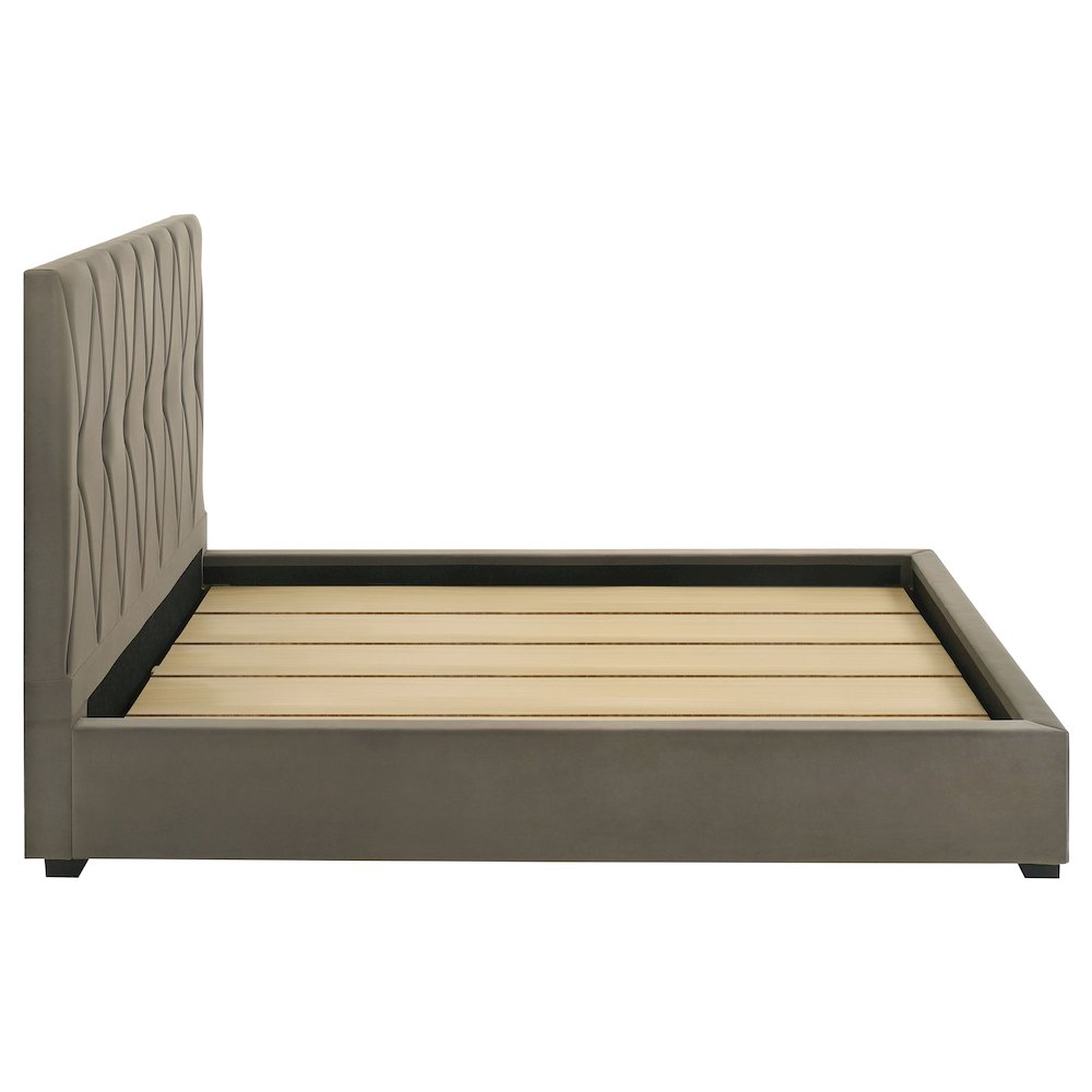 Delsea Upholstered Queen Panel Platform Bed Light Brown. Picture 6