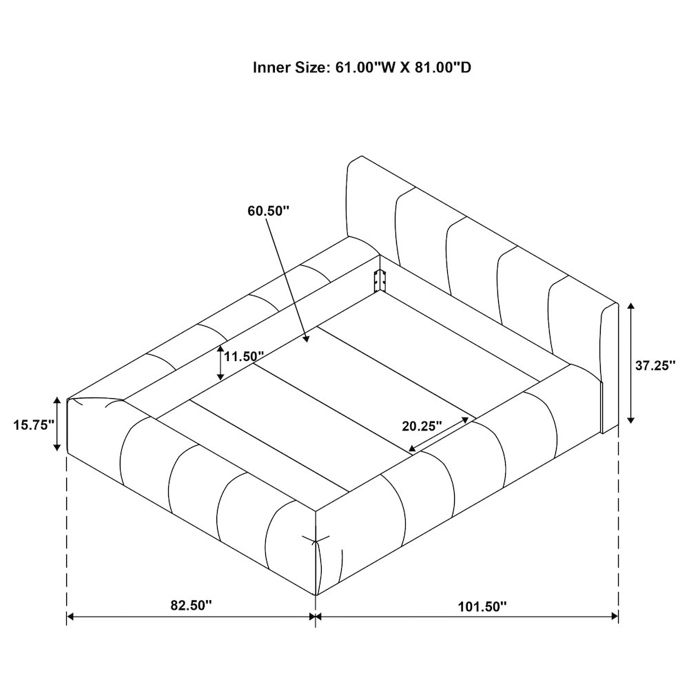 Wilshire Upholstered Queen Platform Bed Grey. Picture 5