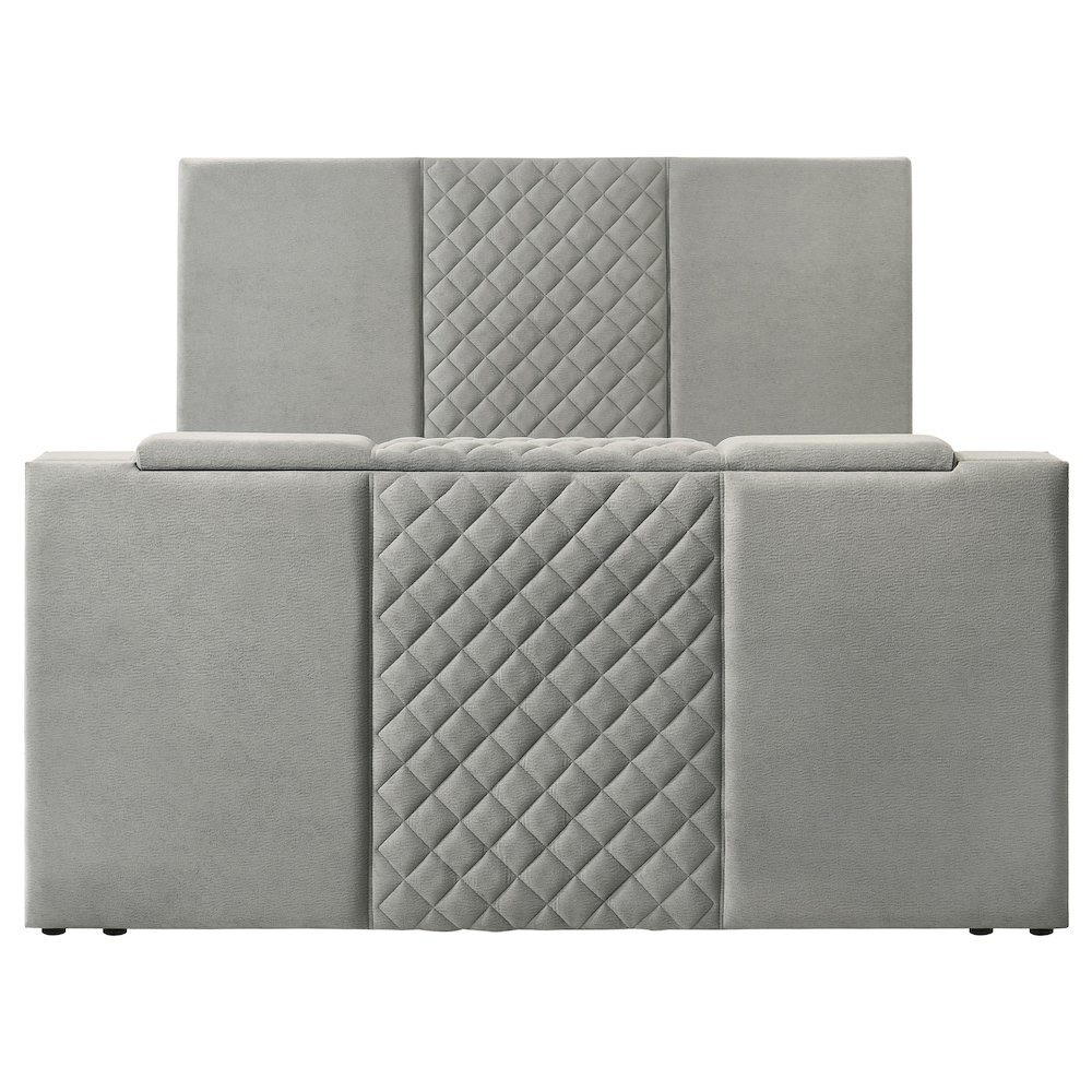 Tara 61-inch Upholstered Eastern King Panel TV Bed Grey. Picture 6