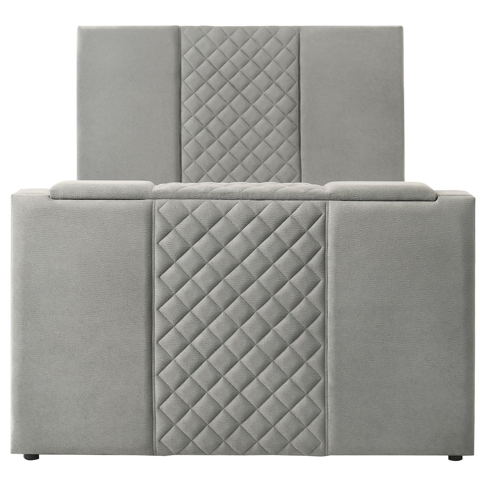 Tara 61-inch Upholstered Queen Panel TV Bed Grey. Picture 6