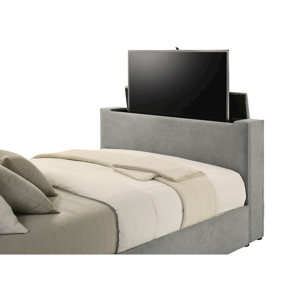 Tara 61-inch Upholstered Queen Panel TV Bed Grey. Picture 11