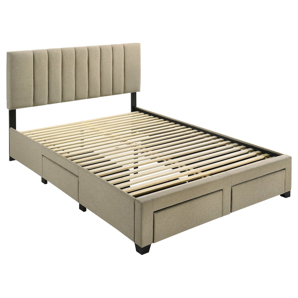 Wheatland 4-drawer Upholstered Eastern King Storage Bed Brown. Picture 4