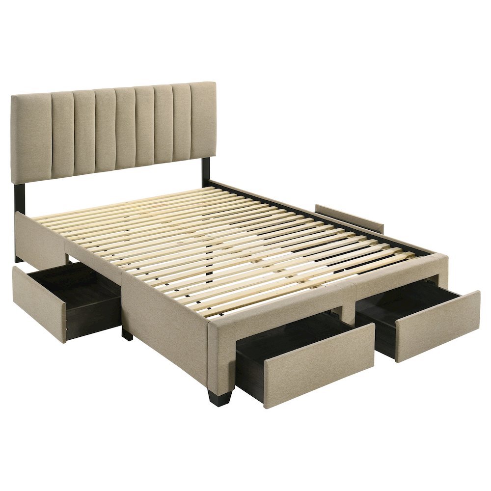 Wheatland 4-drawer Upholstered Eastern King Storage Bed Brown. Picture 1