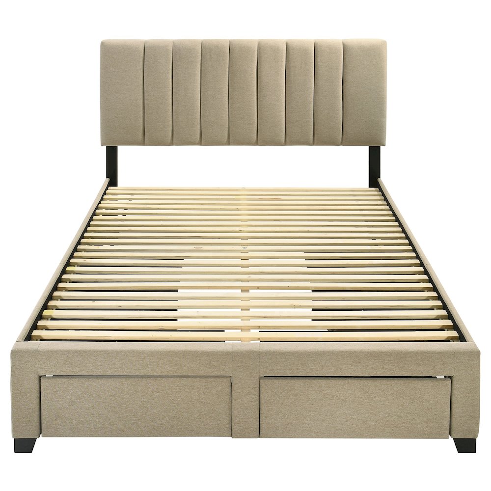 Wheatland 4-drawer Upholstered Queen Storage Bed Light Brown. Picture 6