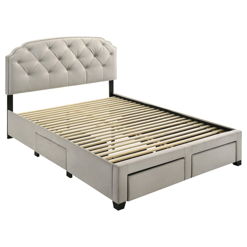Marianna 4-drawer Upholstered Full Storage Bed Cream. Picture 4