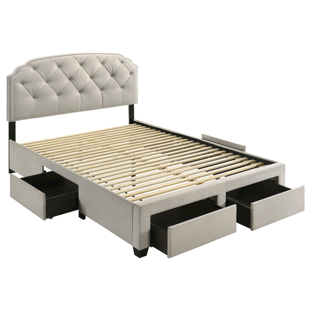 Marianna 4-drawer Upholstered Eastern King Storage Bed Cream. Picture 1