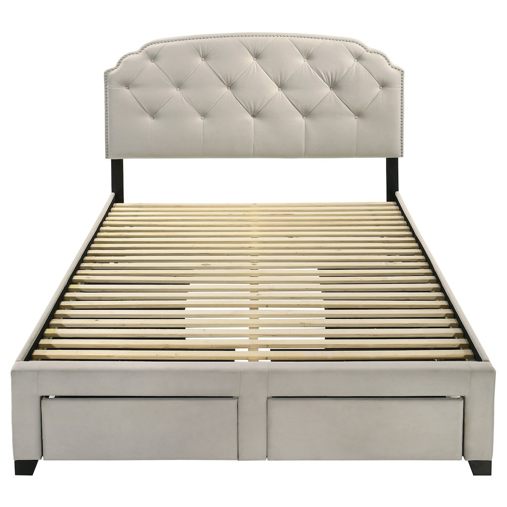 Marianna 4-drawer Upholstered Eastern King Storage Bed Cream. Picture 6