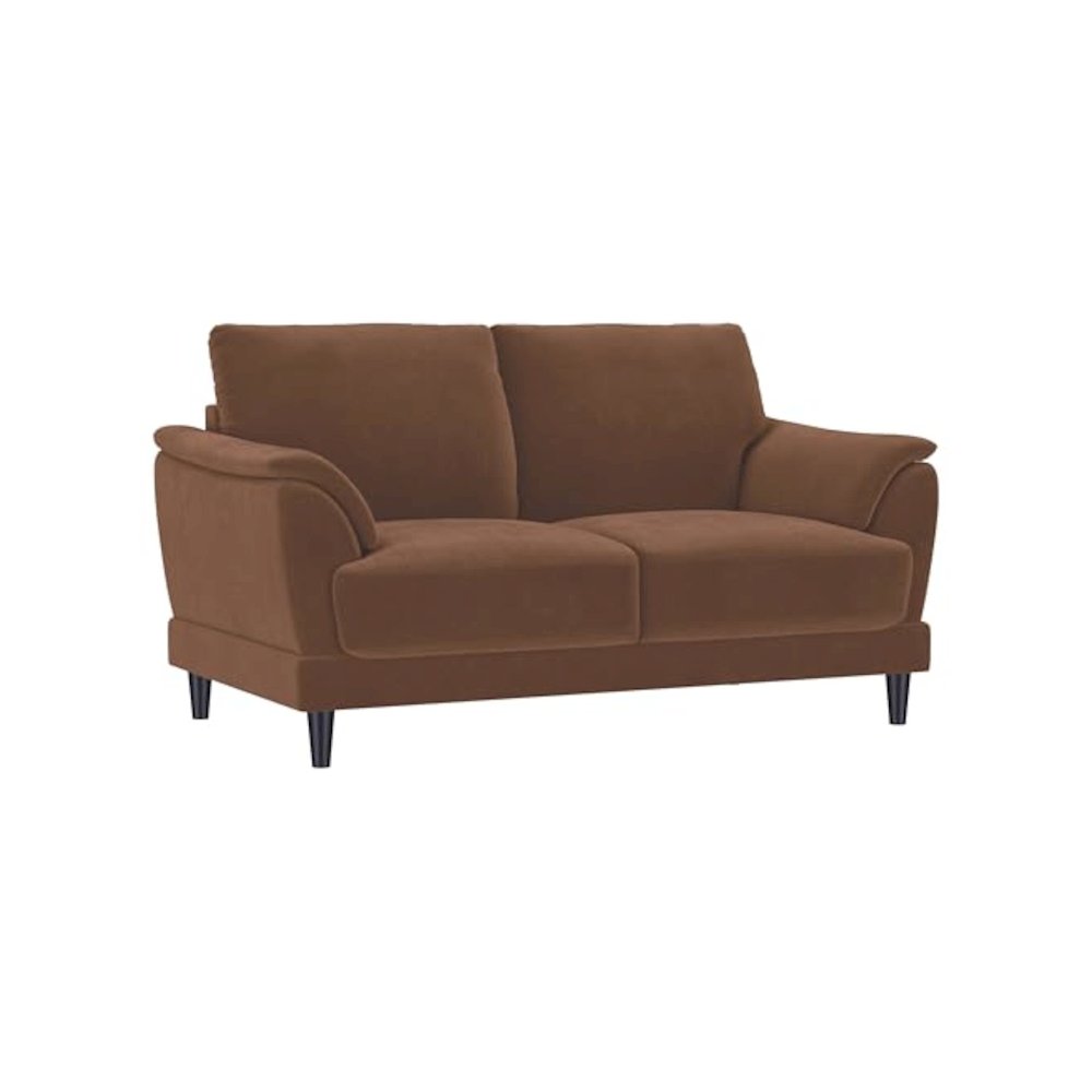 Selma Velvet Upholstered Crescent Arm Loveseat Rust. Picture 1