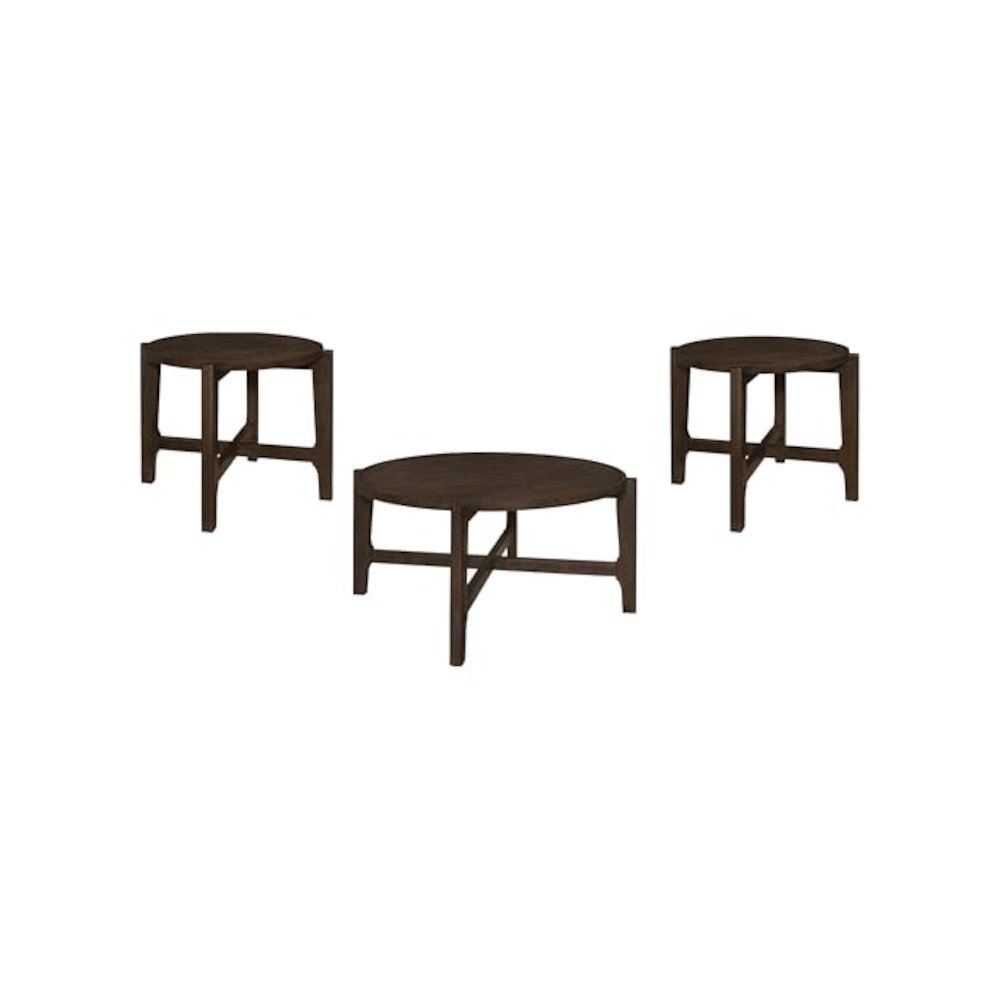 Cota 3-piece Solid Wood Coffee and End Table Set Dark Brown. Picture 1