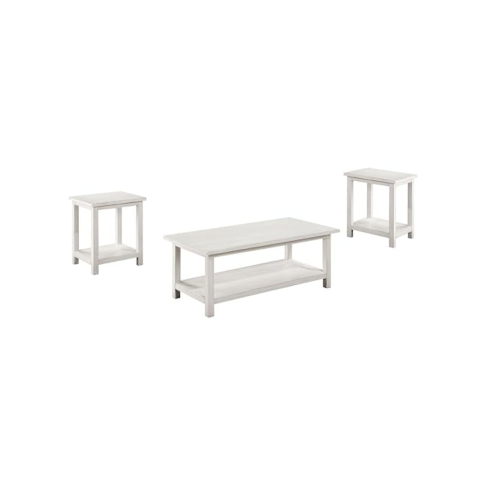 Payne 3-piece Coffee and End Table Set Distressed White. Picture 1