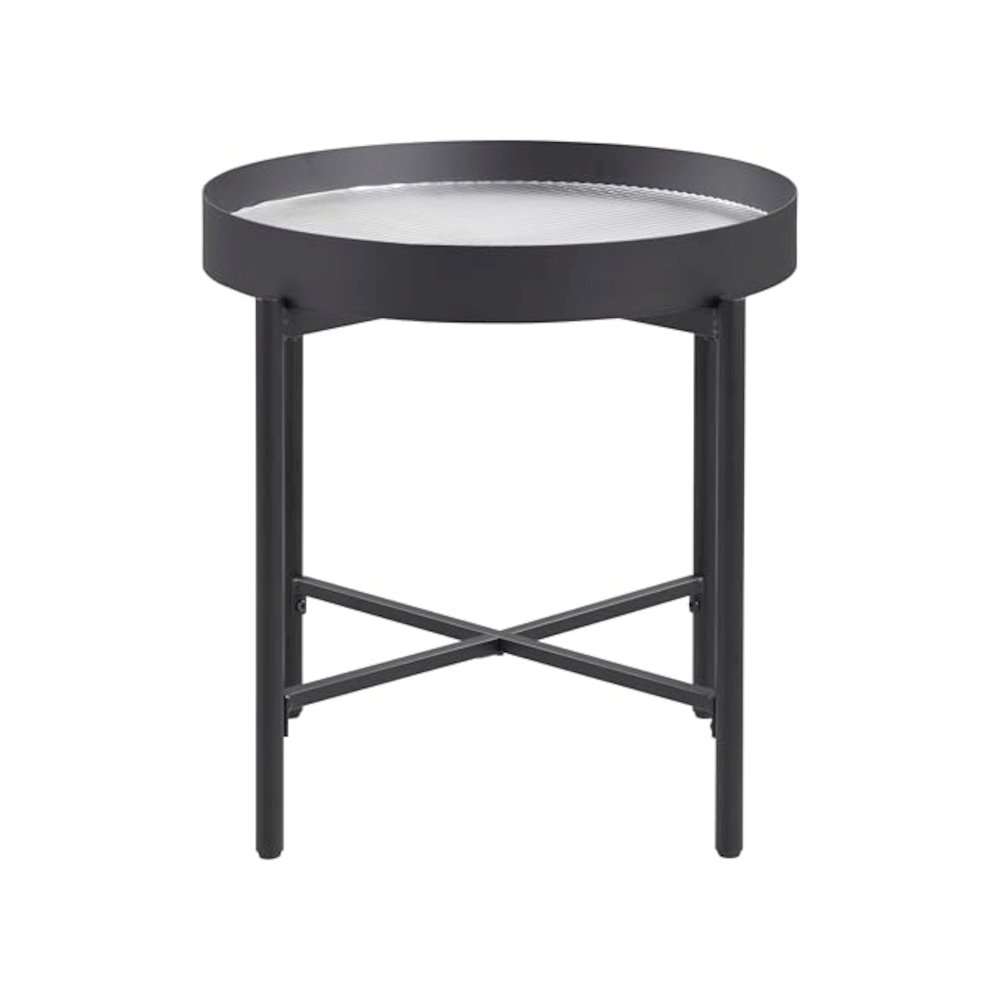 Ozella 2-piece Round Coffee and End Table Set Sandy Black. Picture 8