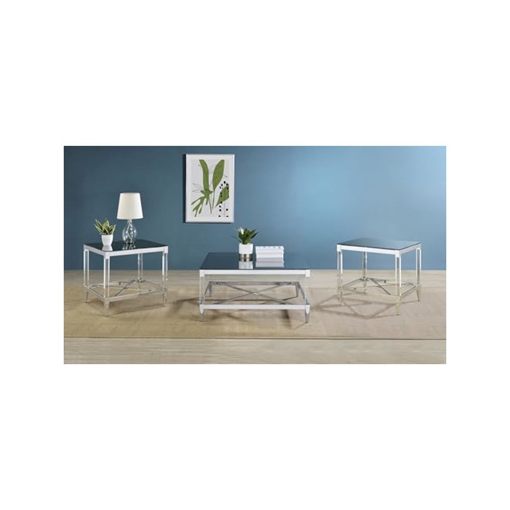 Lindley 3-piece Square Coffee and End Table Set Chrome. Picture 2