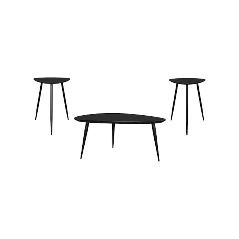 Odessa 3-piece Triangular Coffee and End Table Set Black. Picture 1