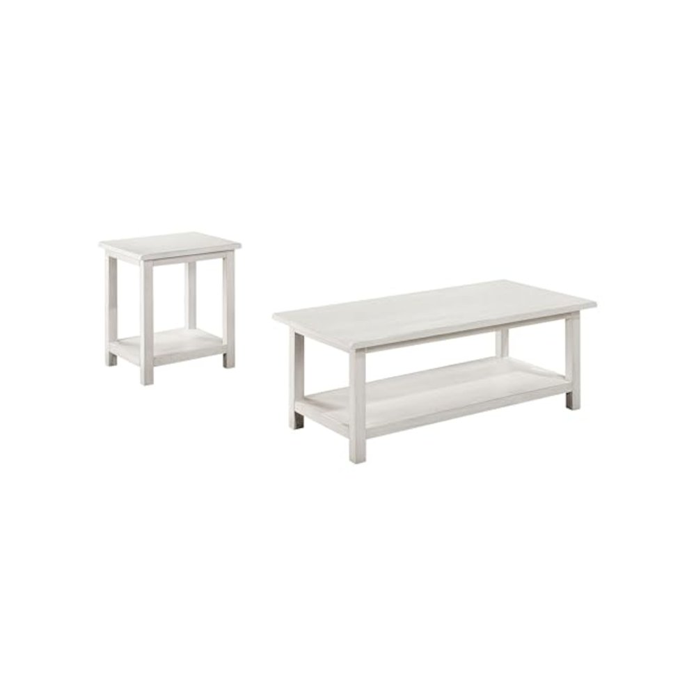 Payne 2-piece Coffee and End Table Set Distressed White. Picture 1