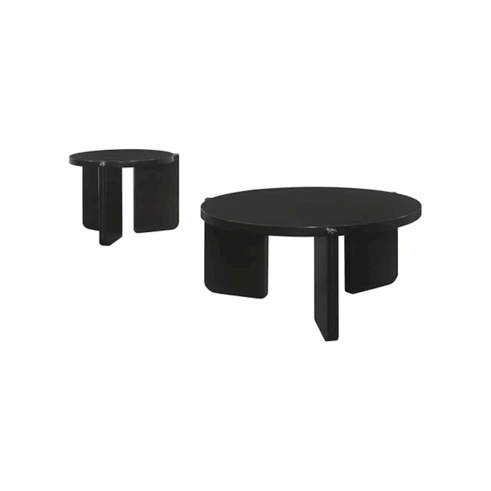 Cordova 2-piece Solid Wood Coffee and End Table Set Black. Picture 1