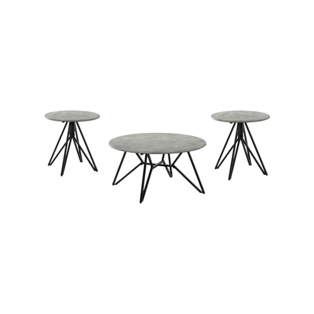 Hadi 3-piece Round SmartTop Coffee and End Table Set Cement. Picture 1