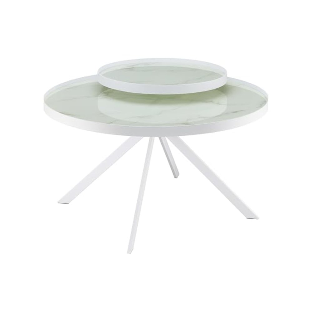 Briggs 2-piece Round Coffee and End Table Set White. Picture 7