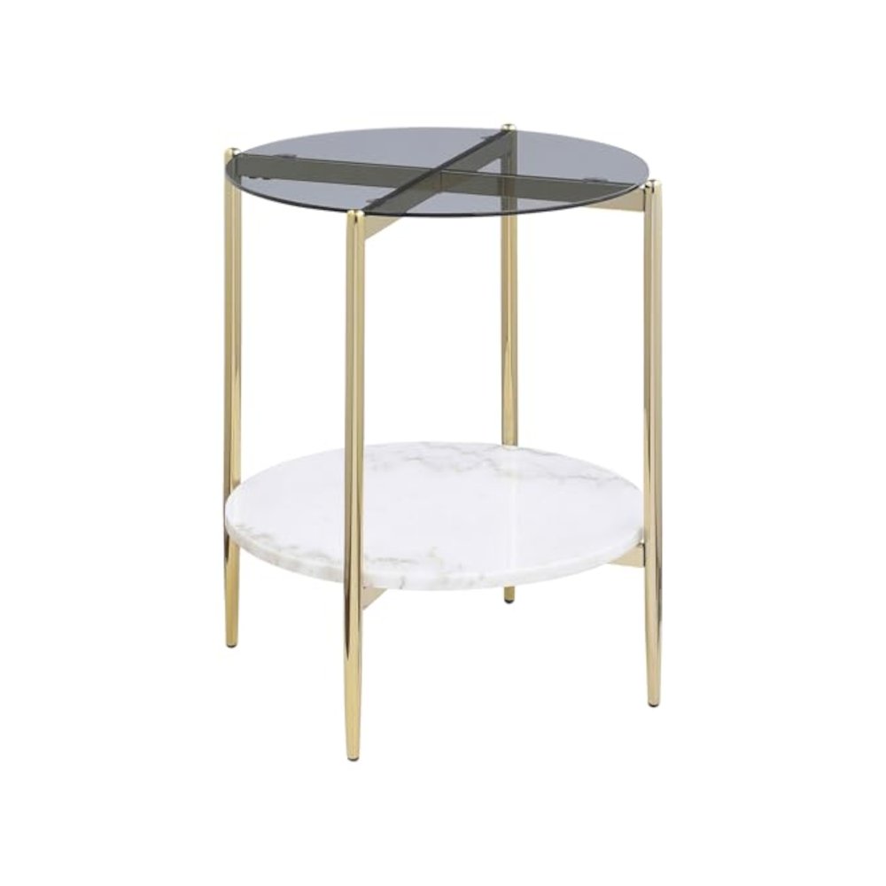 Jonelle 3-piece Round Coffee and End Table Set Gold. Picture 3