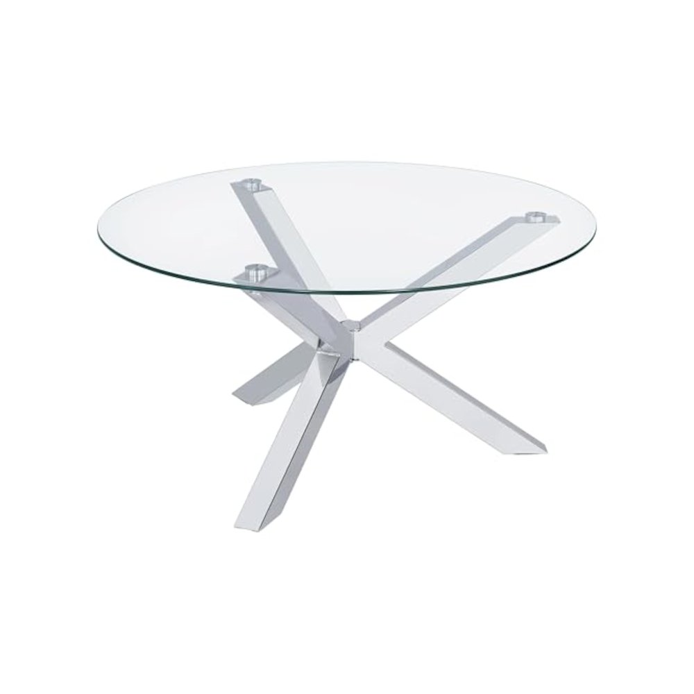 Kenzie 2-piece Round Coffee and End Table Set Chrome. Picture 7