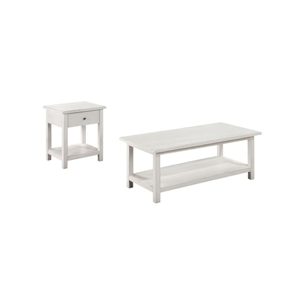 Payne 2-piece Coffee and 1-drawer End Table Set White. Picture 1
