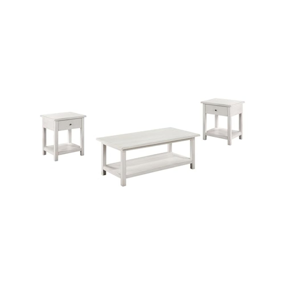 Payne 3-piece Coffee and 1-drawer End Table Set White. Picture 1