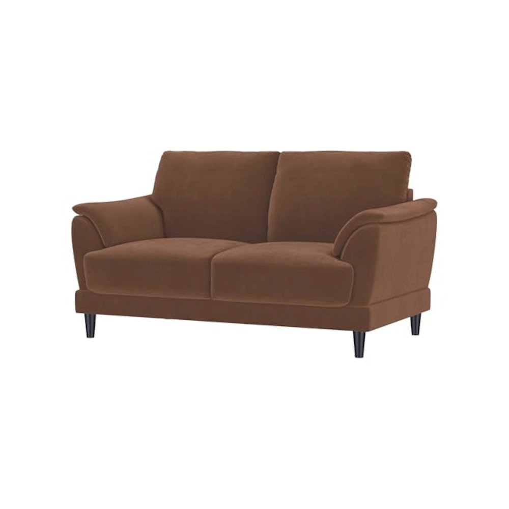 Selma Velvet Upholstered Crescent Arm Loveseat Rust. Picture 5