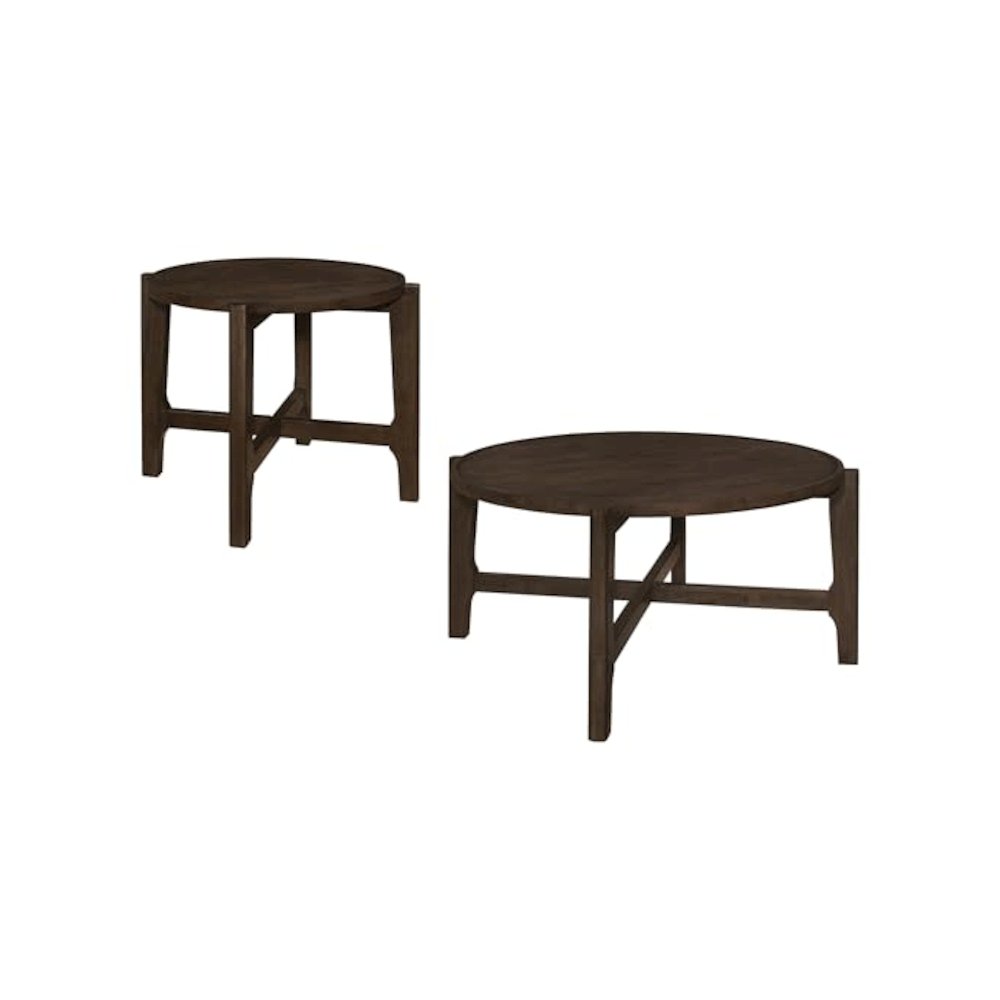Cota 2-piece Solid Wood Coffee and End Table Set Dark Brown. Picture 1