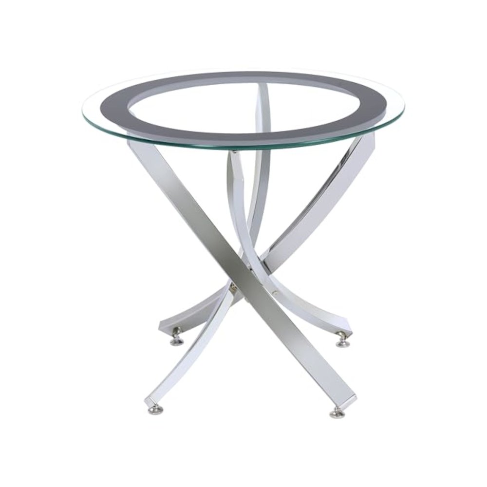 Brooke 3-piece Round Coffee and End Table Set Chrome. Picture 5