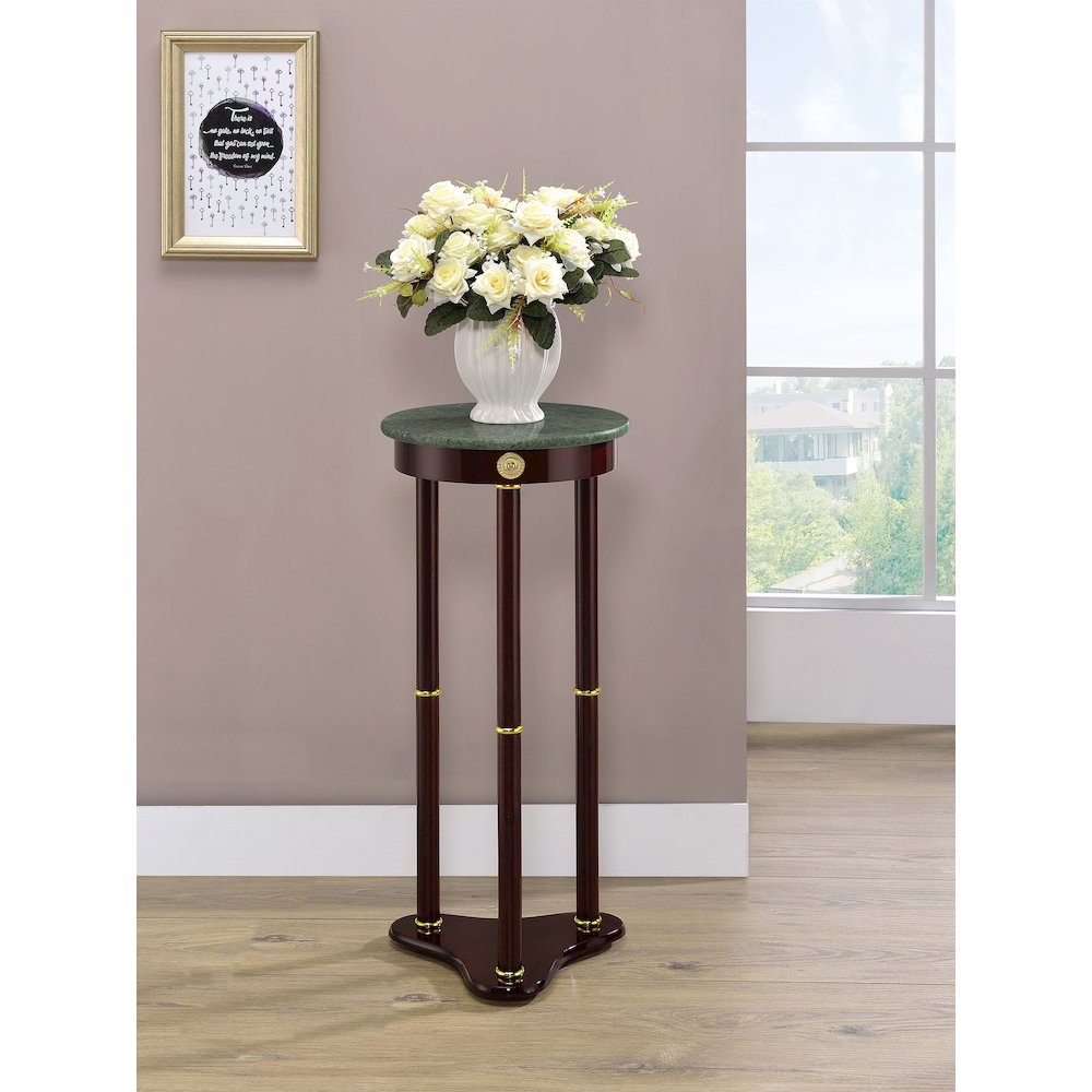 Edie Round Marble Top Accent Side Table Merlot. Picture 4
