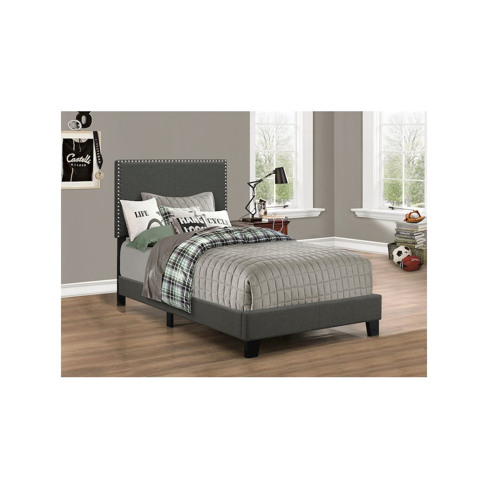 Boyd Upholstered Twin Panel Bed Charcoal. Picture 3