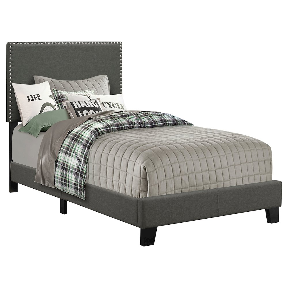 Boyd Upholstered Twin Panel Bed Charcoal. Picture 1