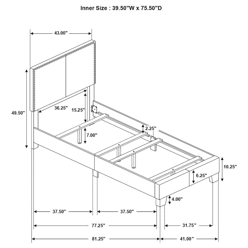 Boyd Upholstered Twin Panel Bed Charcoal. Picture 5