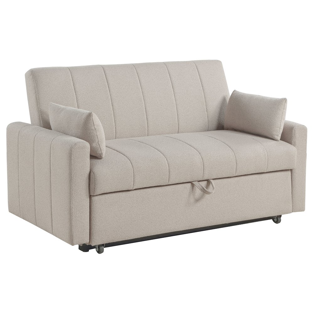 Portland Boucle Upholstered Sleeper Sofa Bed Latte. Picture 1