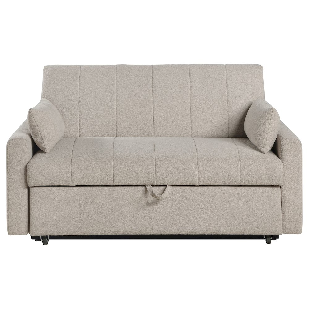 Portland Boucle Upholstered Sleeper Sofa Bed Latte. Picture 5