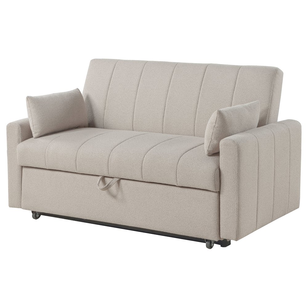 Portland Boucle Upholstered Sleeper Sofa Bed Latte. Picture 6