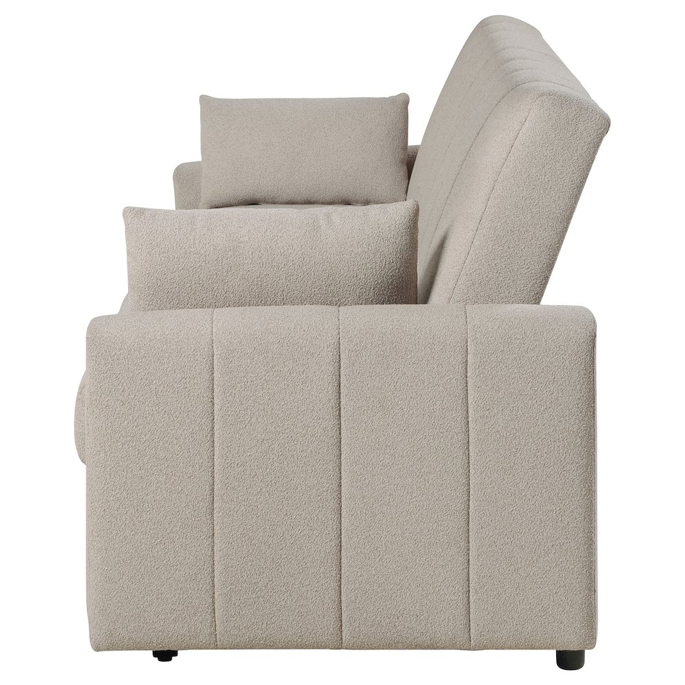 Portland Boucle Upholstered Sleeper Sofa Bed Latte. Picture 7