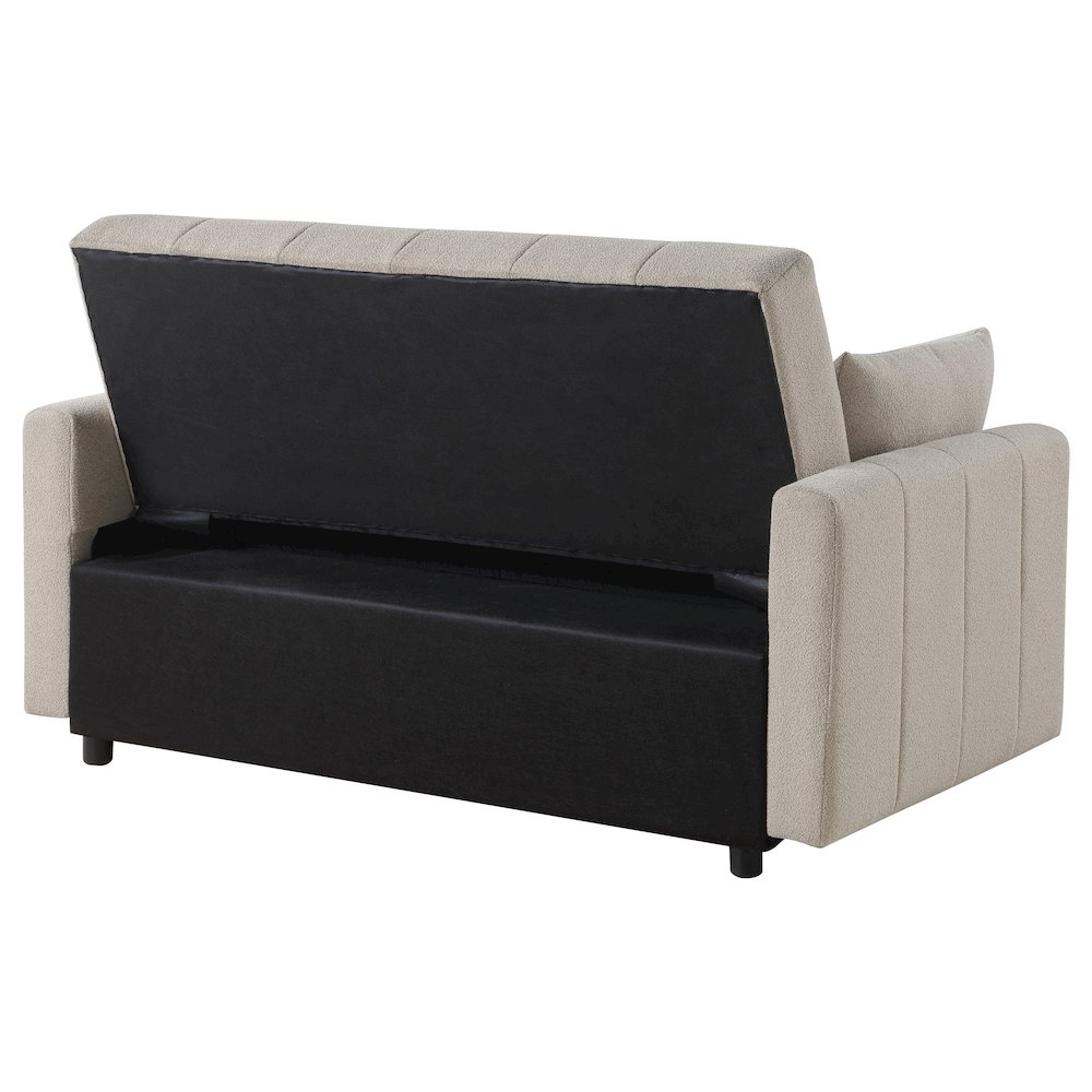 Portland Boucle Upholstered Sleeper Sofa Bed Latte. Picture 9