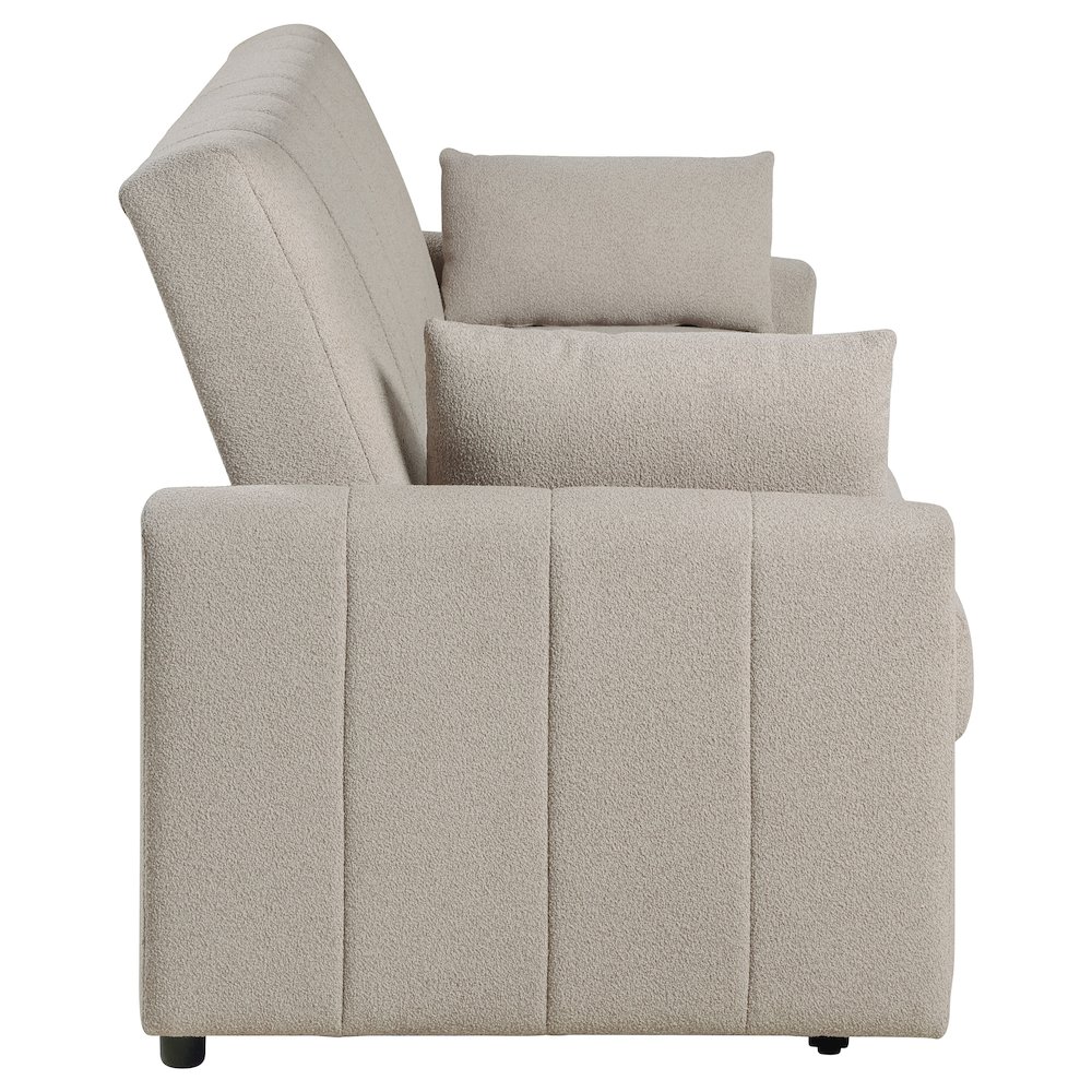 Portland Boucle Upholstered Sleeper Sofa Bed Latte. Picture 10