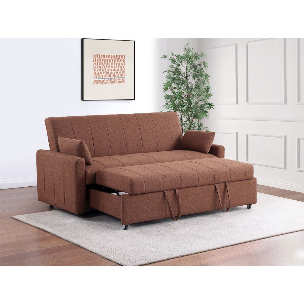 Portland Boucle Upholstered Sleeper Sofa Bed Copper. Picture 13