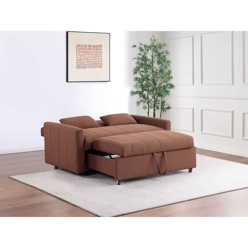 Portland Boucle Upholstered Sleeper Sofa Bed Copper. Picture 14