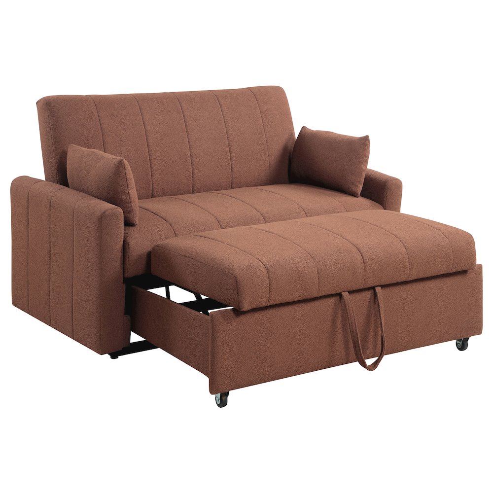 Portland Boucle Upholstered Sleeper Sofa Bed Copper. Picture 3