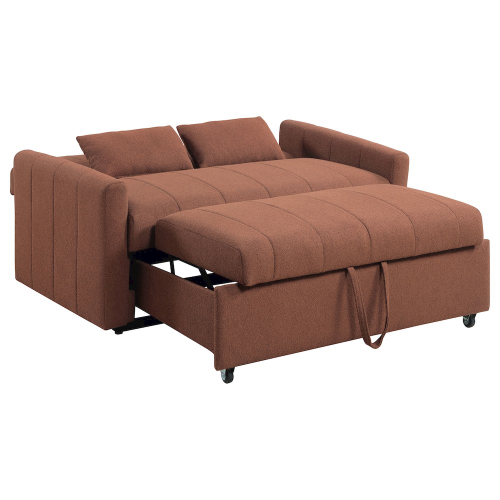 Portland Boucle Upholstered Sleeper Sofa Bed Copper. Picture 4